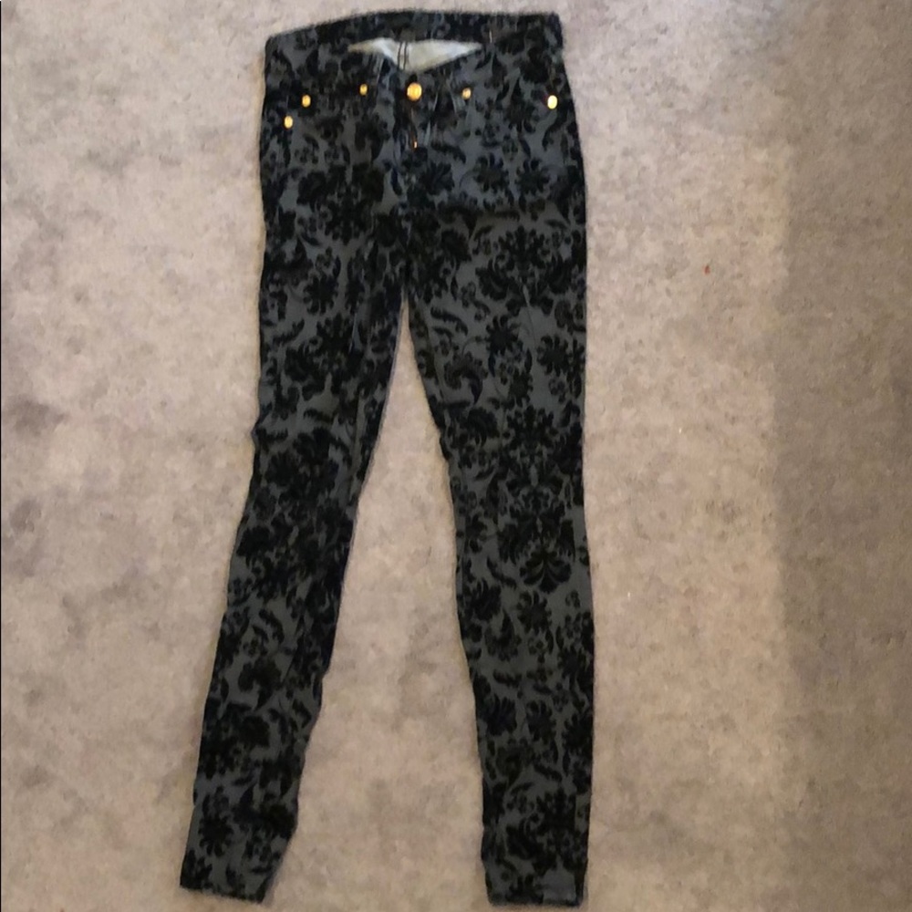 Black velvet textured jeans
